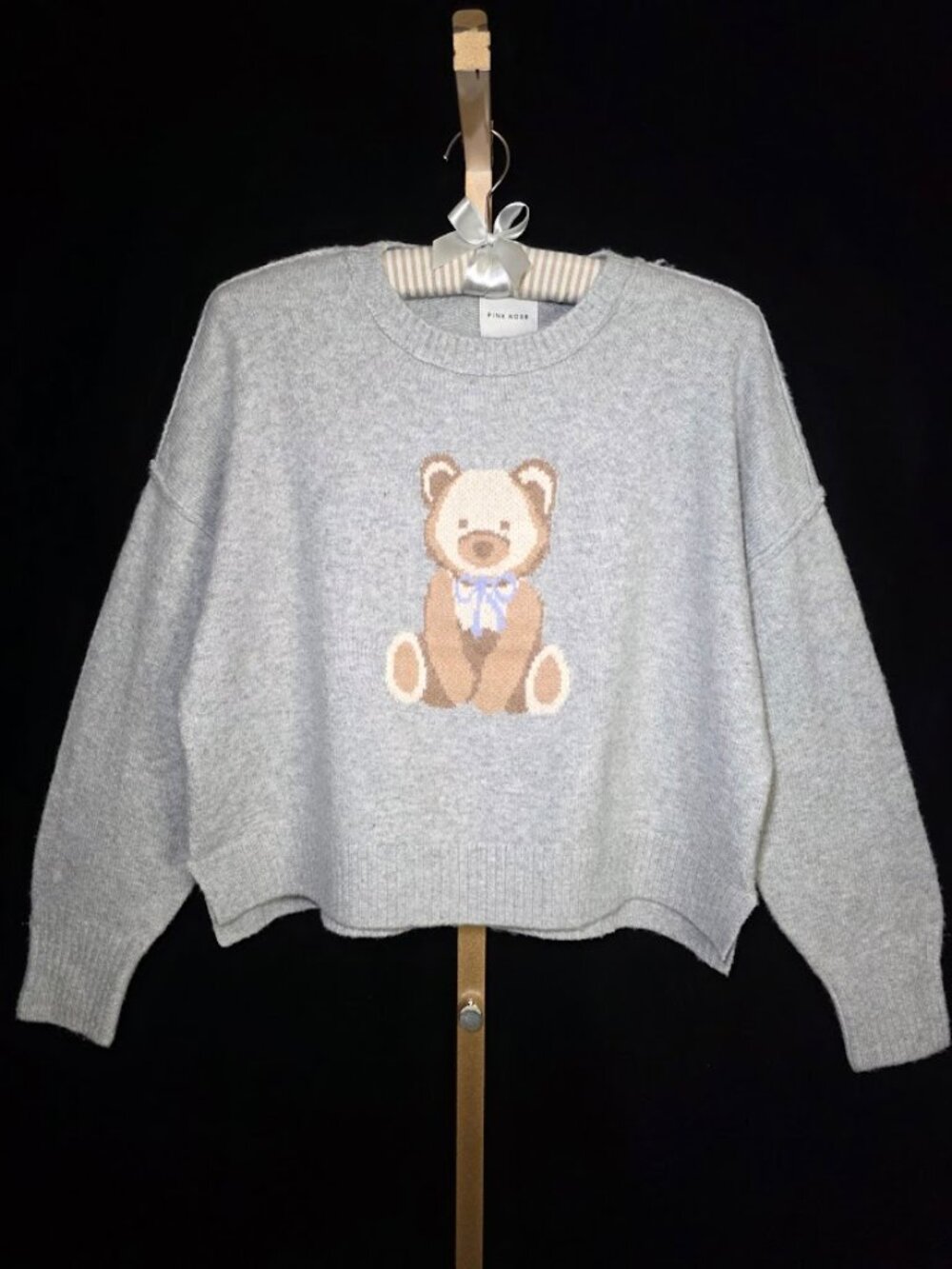 NWT Pink Rose Teddy Bear Sweater Women's L